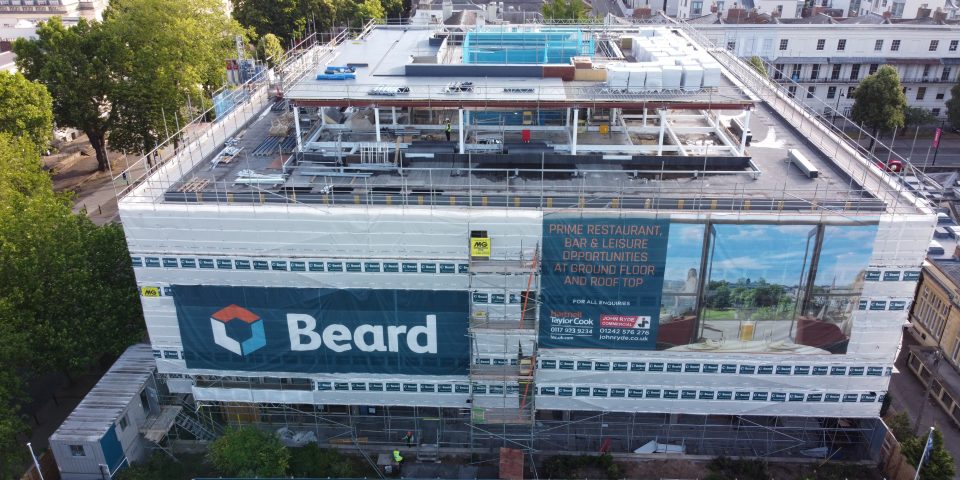 Drone footage of the Quadrangle fifth floor restaurant